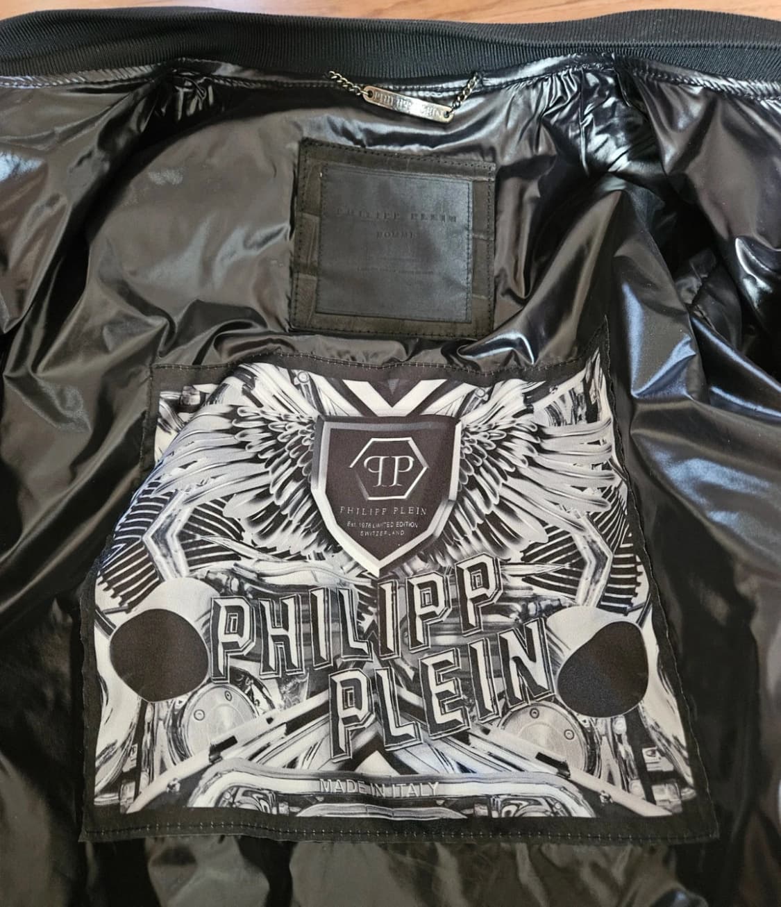 필립 플레인 레더 봄버 재킷 블루종 L 상품이미지4