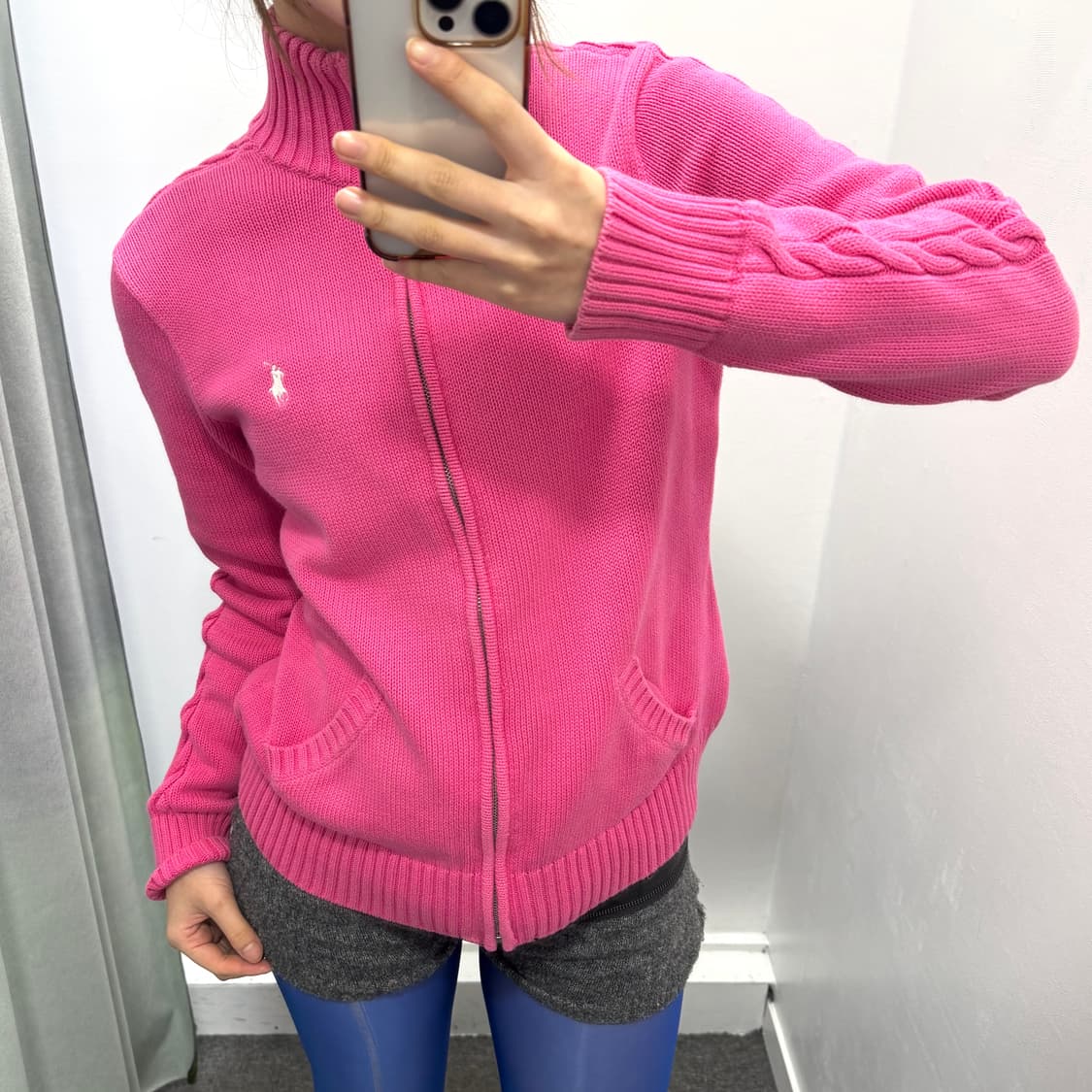 폴로 핑크 집업 가디건 상품이미지1