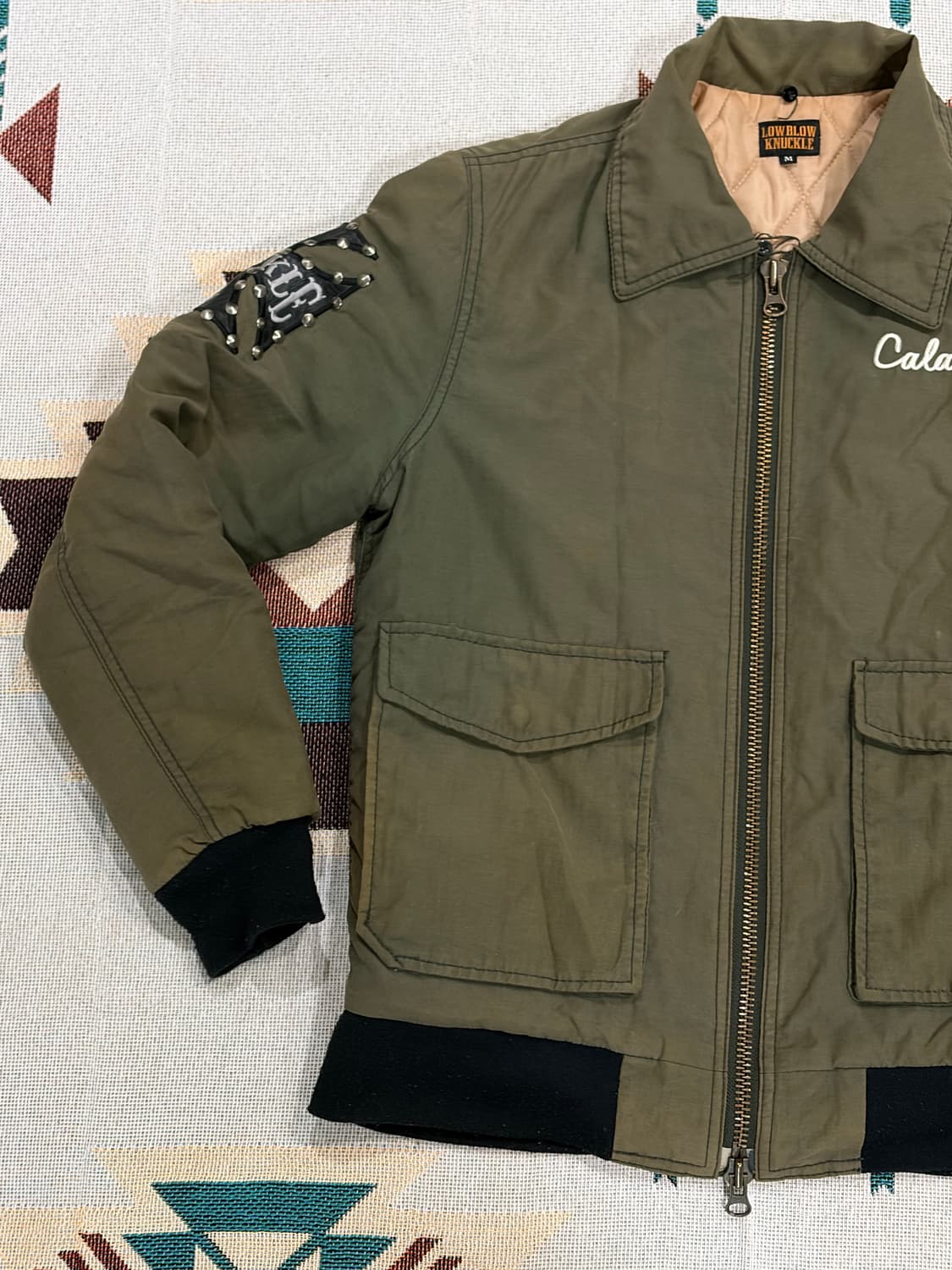 로우블로우너클 체인 스터드 플라이트 바이커 자켓 상품이미지6