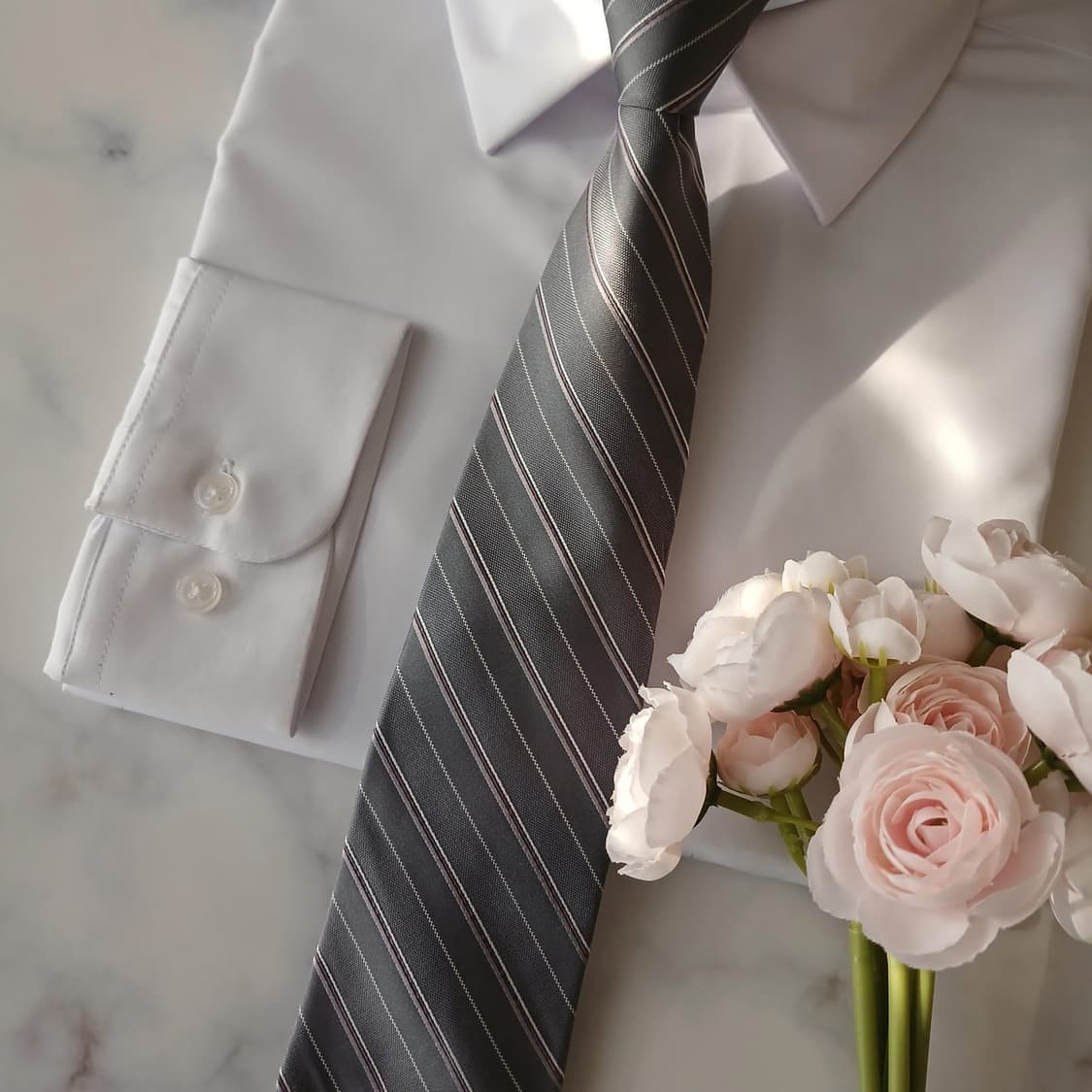 마이클코어스 실크 라이트그레이 슬림넥타이 7.8cm A+등급 A18865 상품이미지5