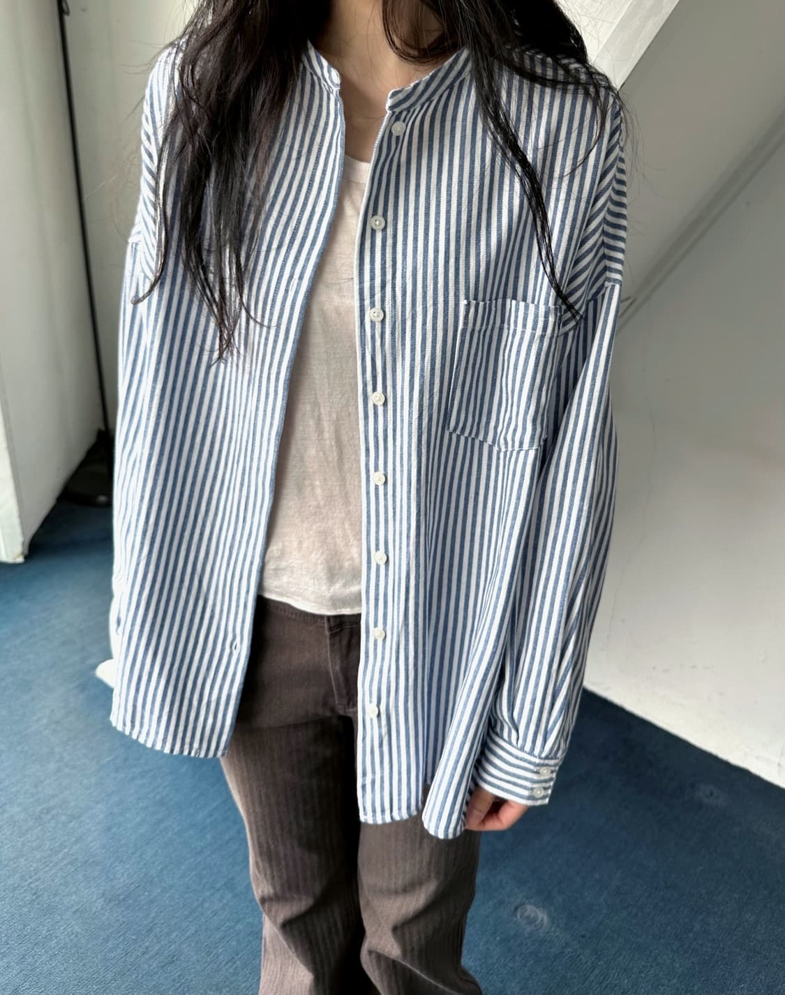 Deisgn stitch cotton loose shirt 상품이미지9