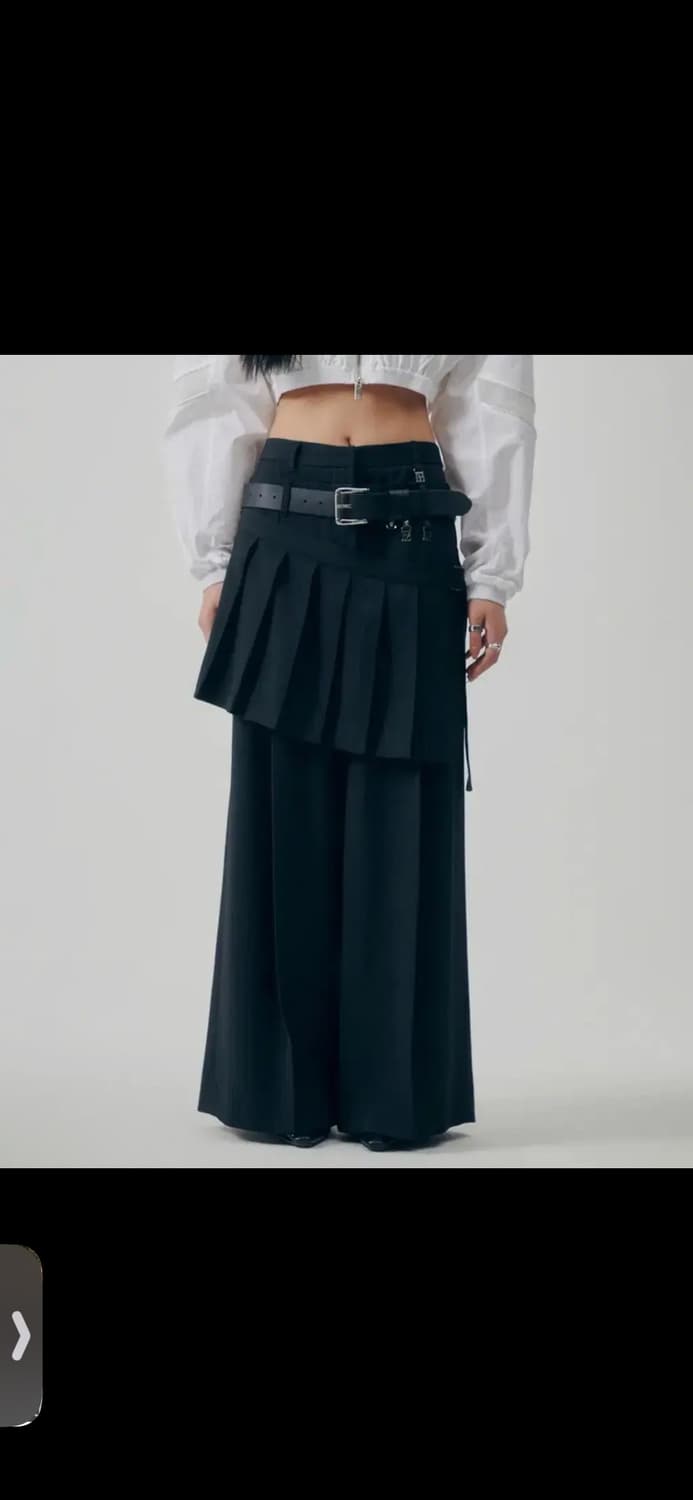 트리밍버드 Flowing Pleated 레이어드 팬츠 블랙 1 상품이미지1