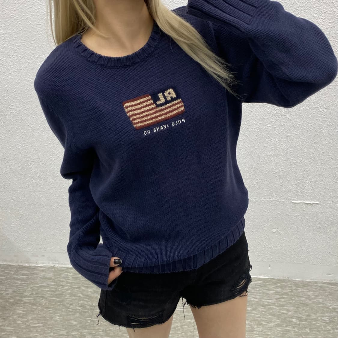 폴로 랄프로렌 90's 딥블루 RL 플래그 니트 XL 상품이미지1