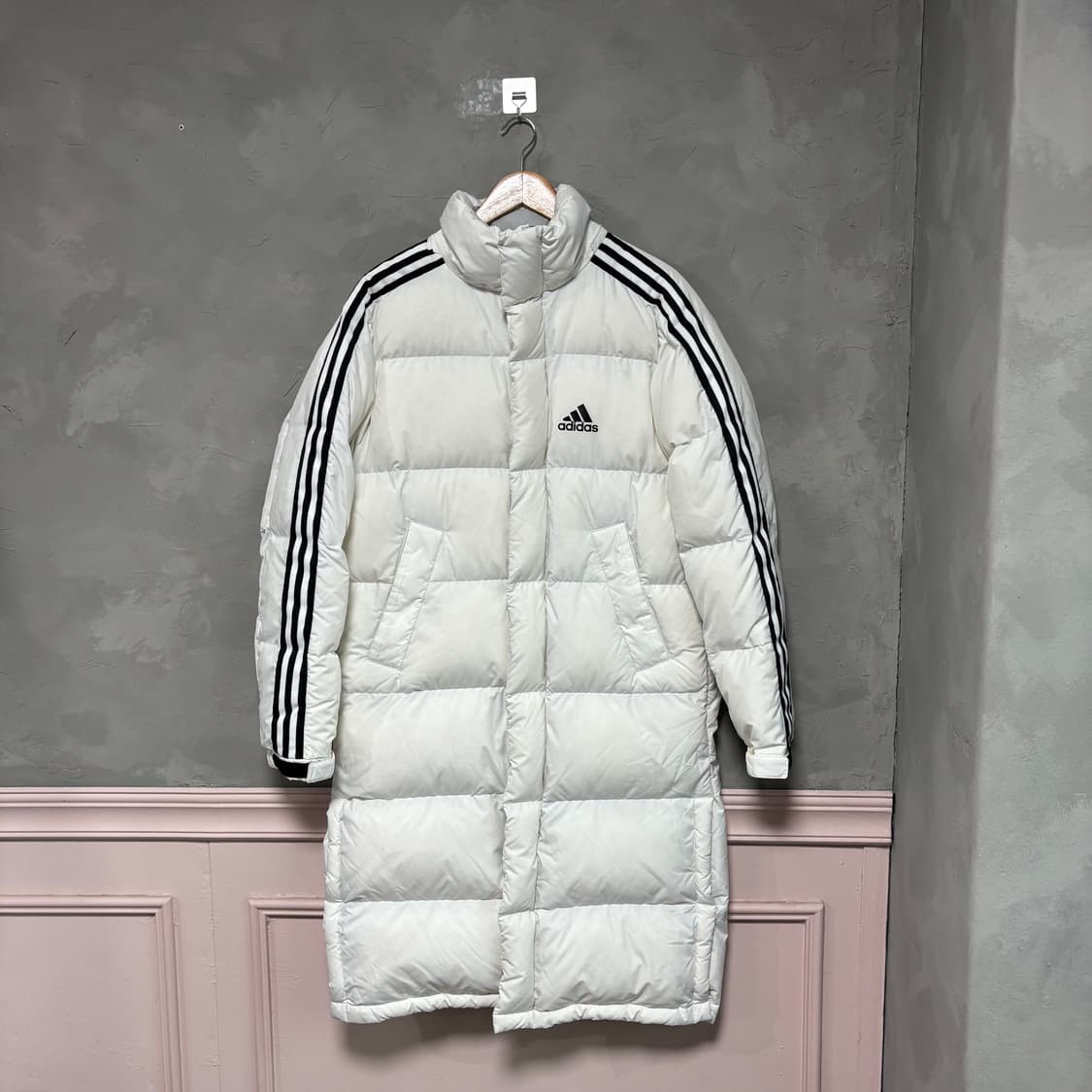 아디다스 삼선 덕다운 롱패딩 화이트 상품이미지1