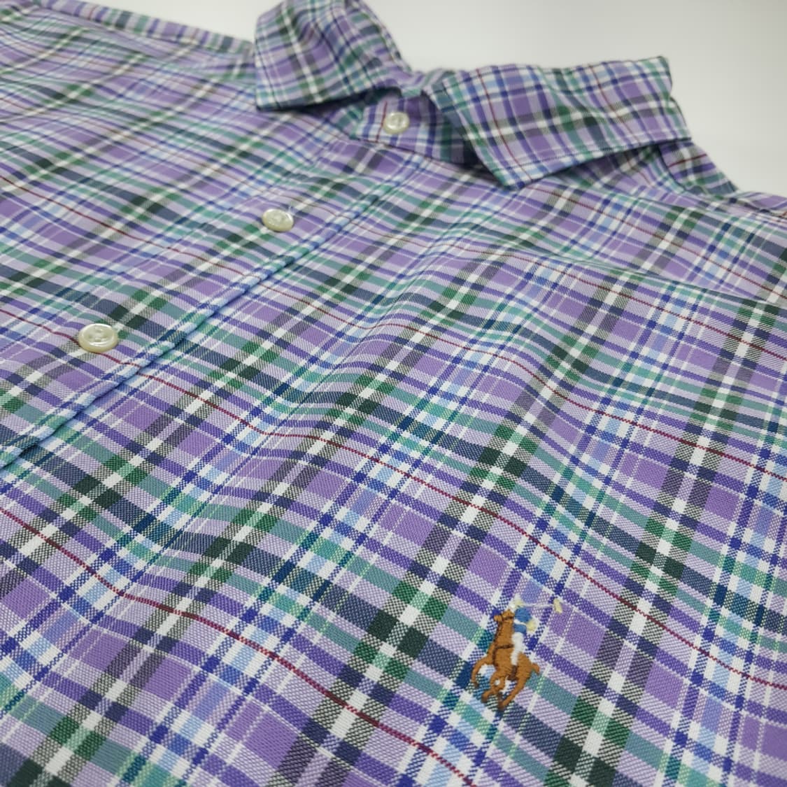 CN787 2XLT 폴로 랄프로렌 라벤더그린 타탄체크 긴팔 셔츠 남방 상품이미지5