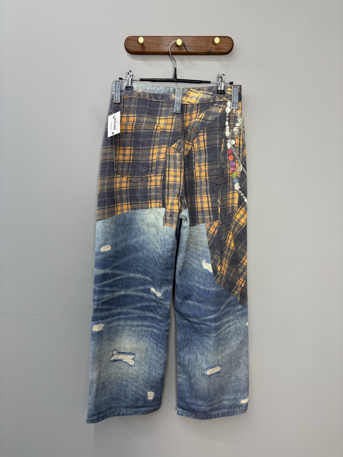 빈티지 y2k 프린팅 체크무늬 데님팬츠 A3091 상품이미지5