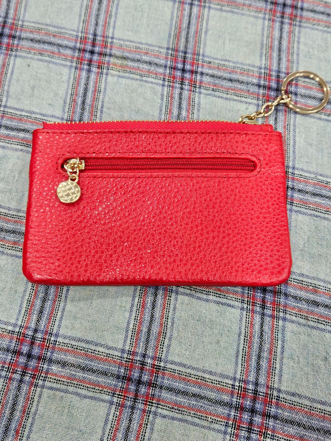 귀여운 빨간색 소가죽 카드지갑 키링 상품이미지4