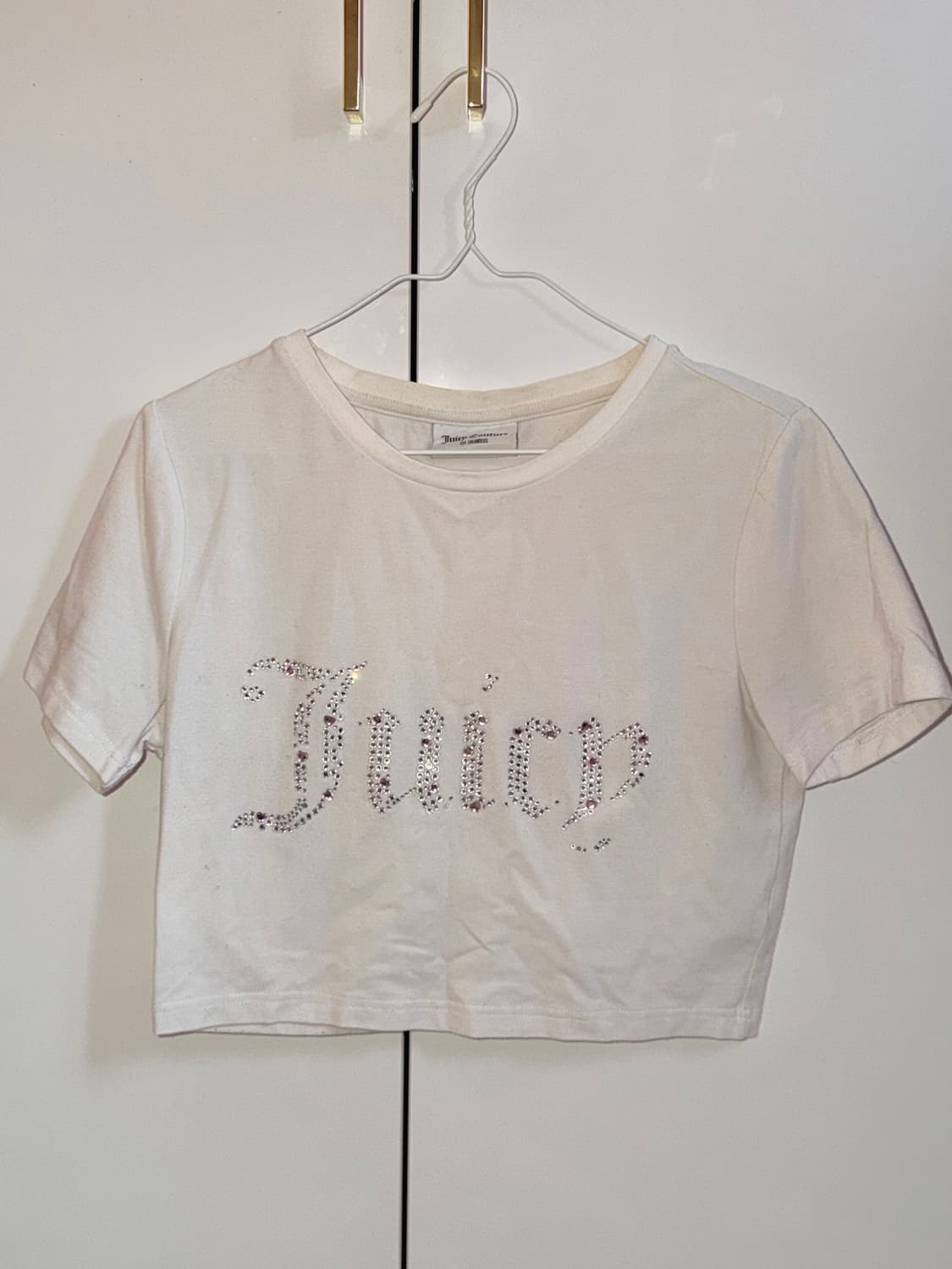 쥬시꾸뛰르 큐빅 로고 크롭 반팔티 상품이미지1