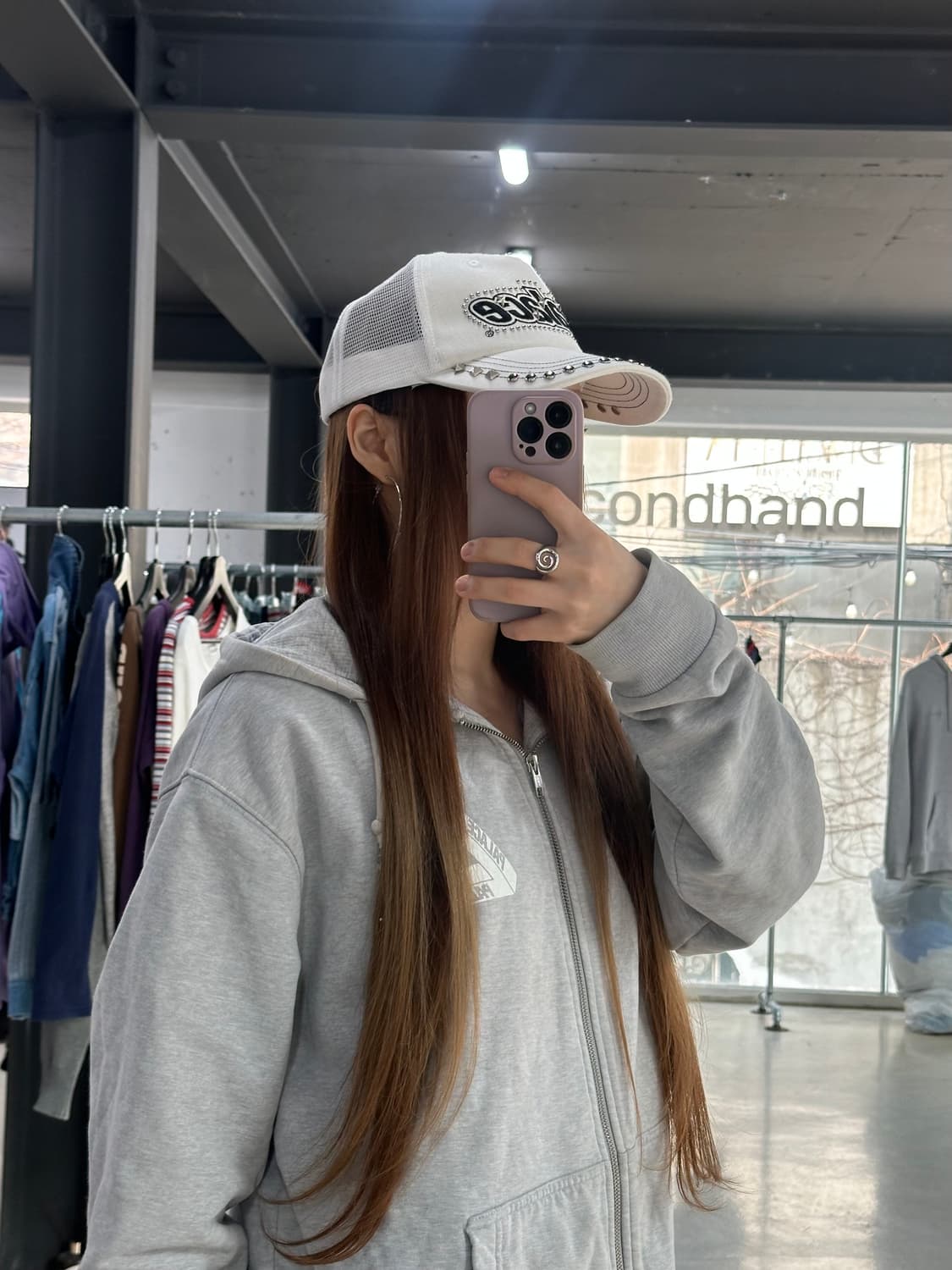 팔라스 22SS 스터드 데님 드러커 캡 화이트 상품이미지2