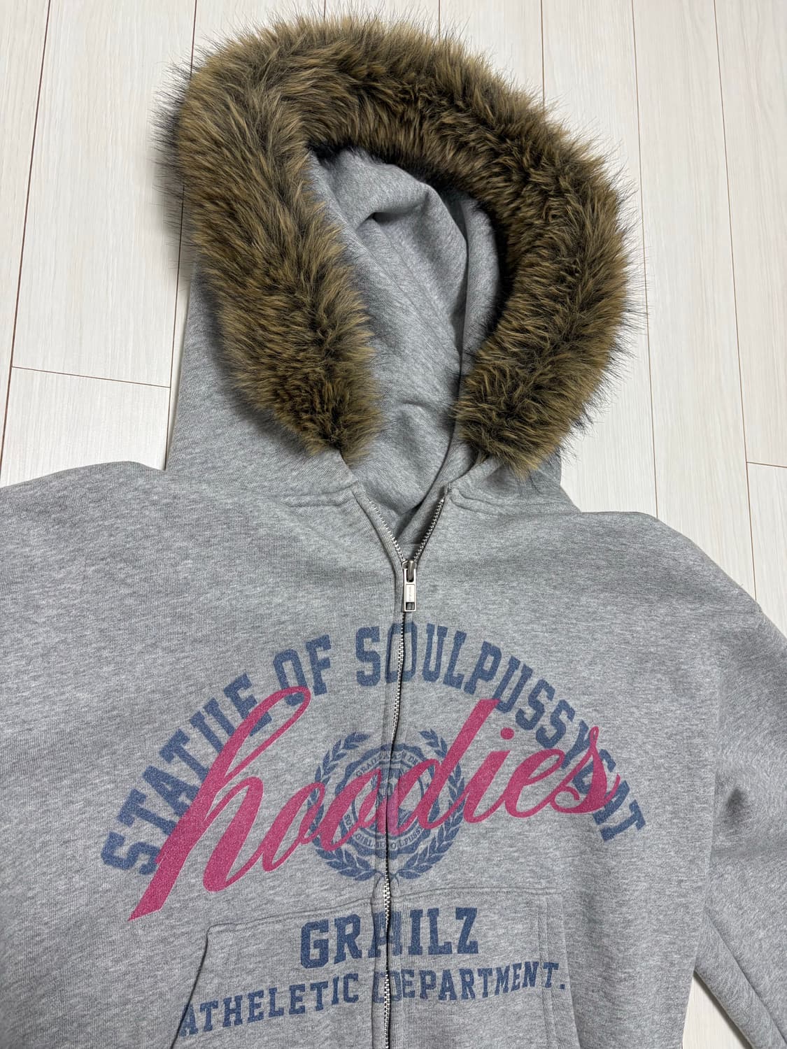 그레일즈 털 후드집업 그레이 상품이미지2