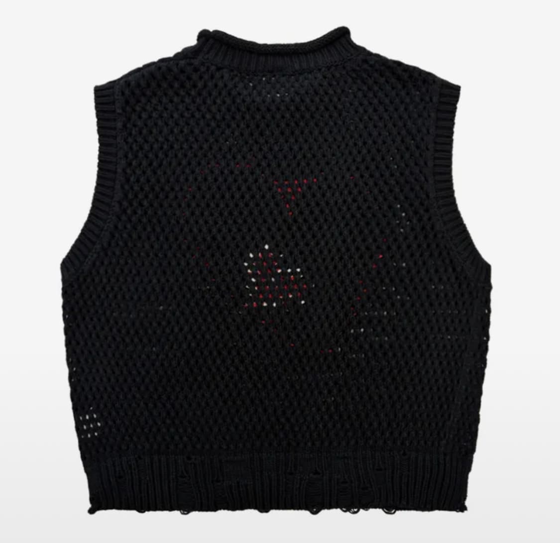 오와이 하트 스티치 니트 베스트 블랙 상품이미지3