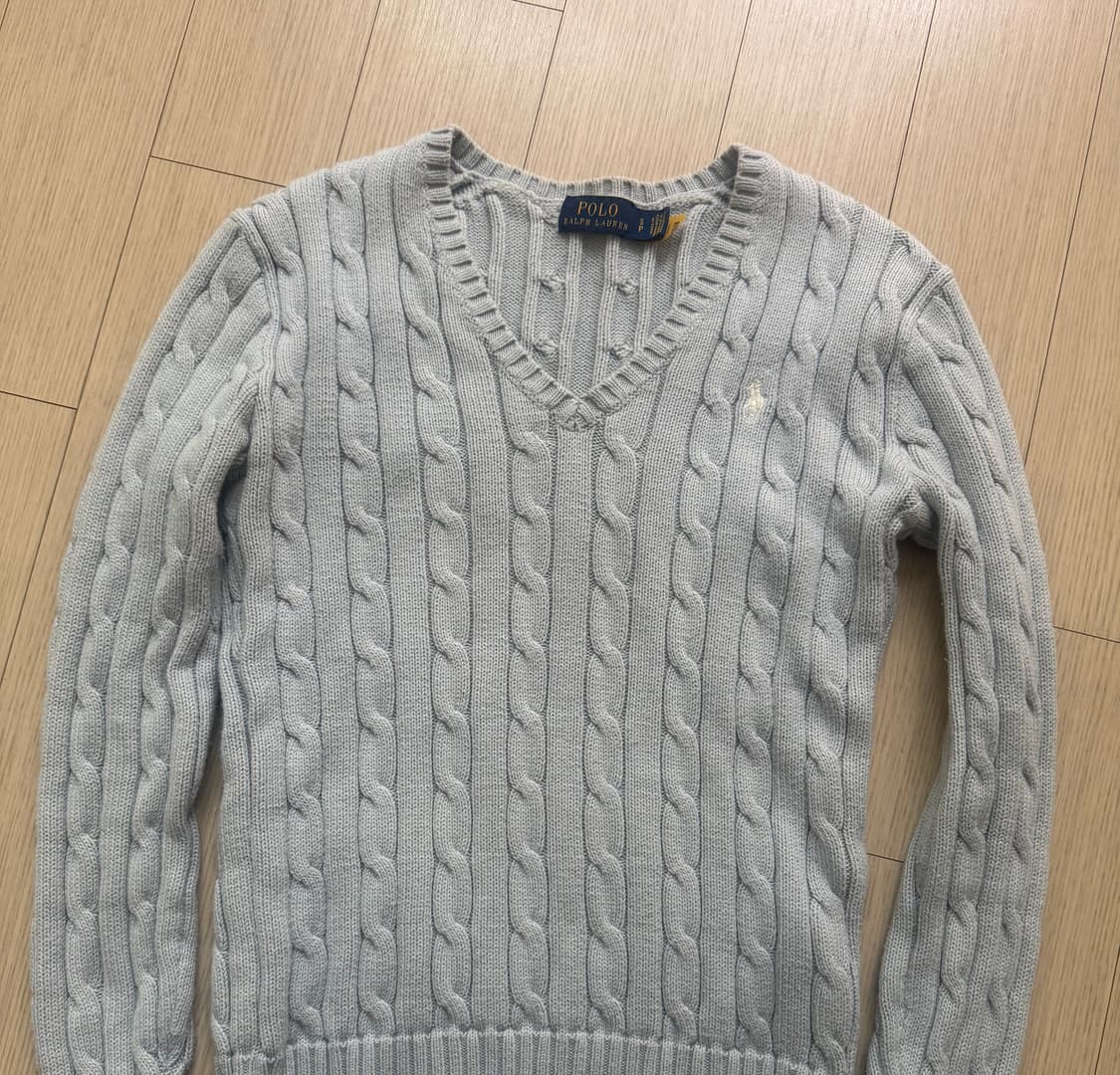 폴로브이넥 니트  페일블루 (s) 상품이미지4