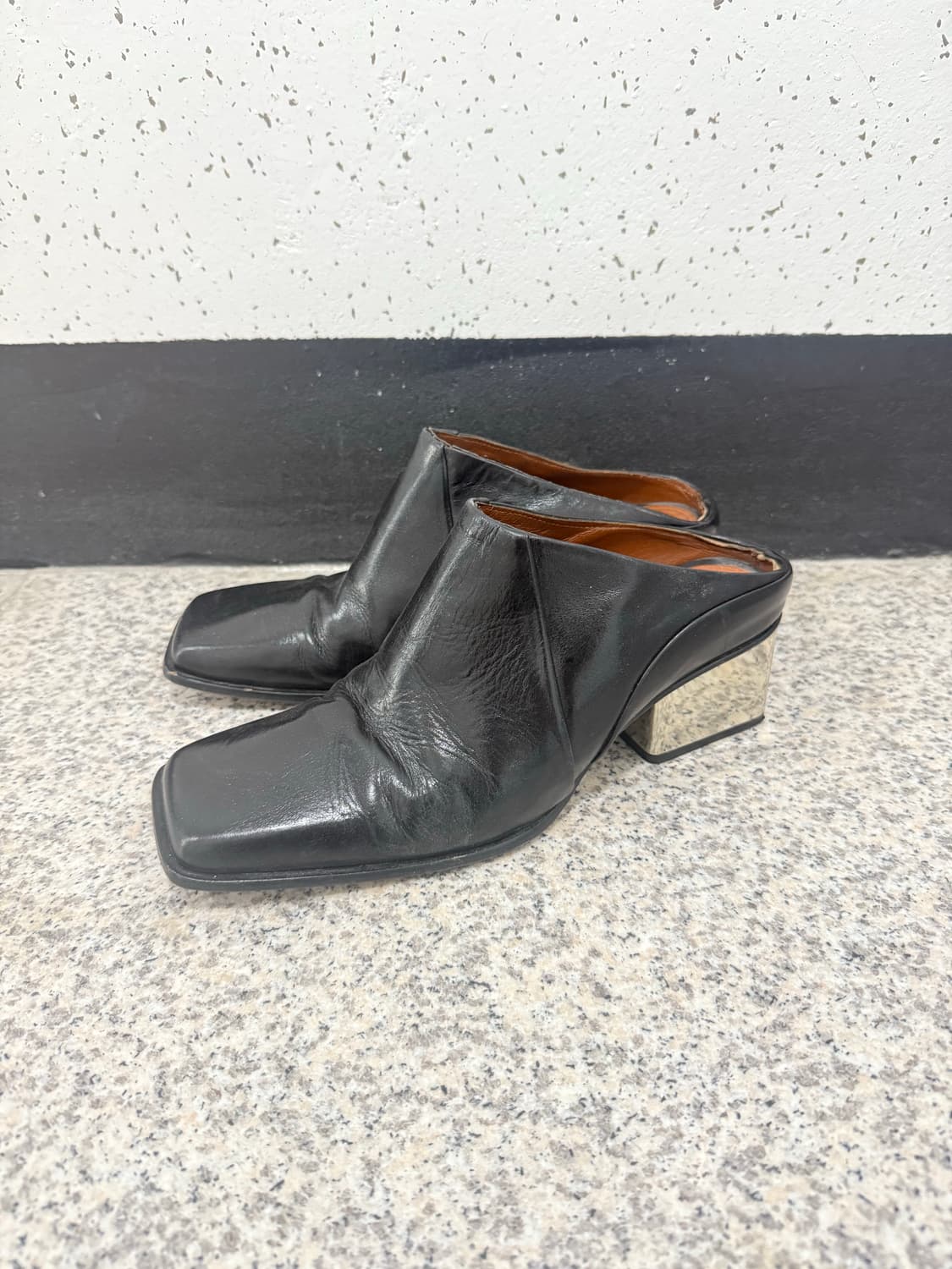 zara 자라 레더 스퀘어 클로그 힐 사이즈 38 상품이미지5