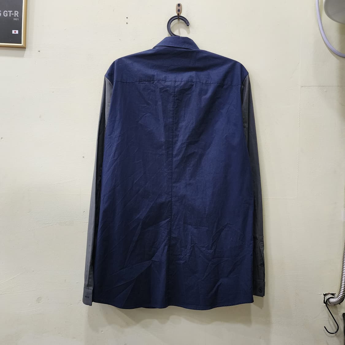 [100] TIME 패턴 패널 셔츠 (네이비) 상품이미지3