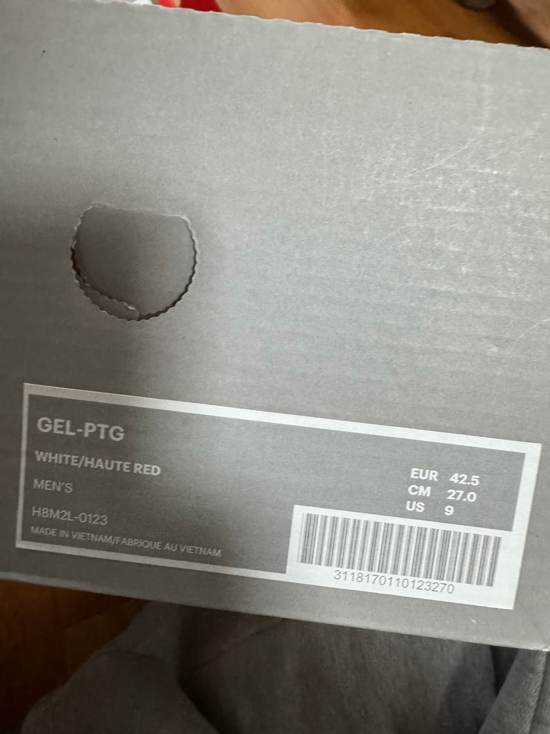 아식스 타이거 젤 PTG 화이트 레드 270 새상품 상품이미지3