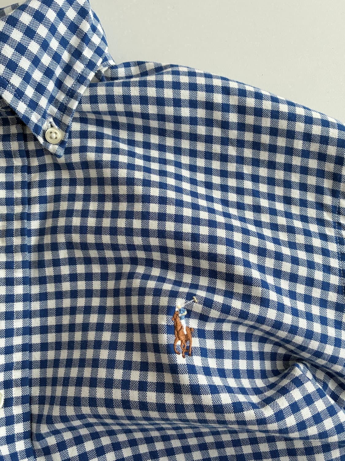 M) 폴로 랄프로렌 클래식핏 깅엄 체크 셔츠 블루 상품이미지5