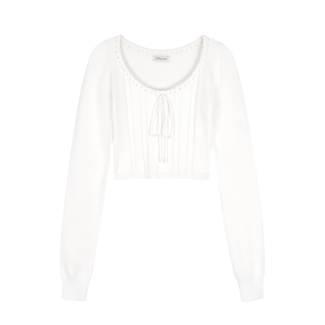 (새상품) 클리시어 츄로 케이블 니트 아이보리 상품이미지2