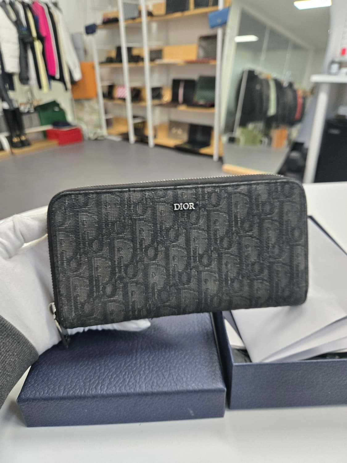 [A급컨디션]디올 오블리크 지퍼 장지갑 상품이미지1