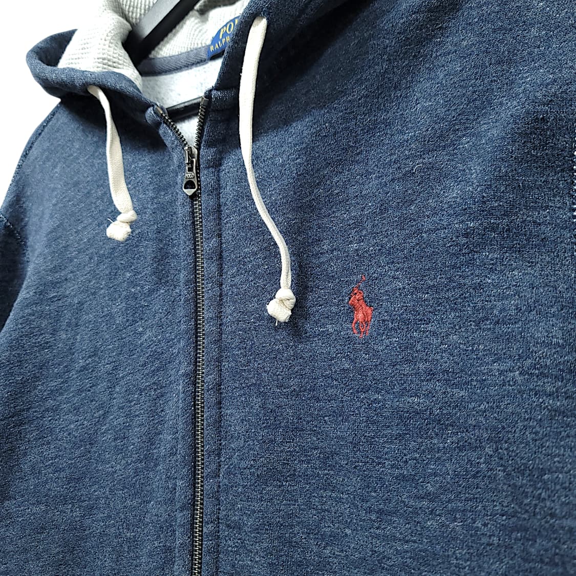 [L] 폴로 네이비 블루 인디고 기모 후드 집업 상품이미지5