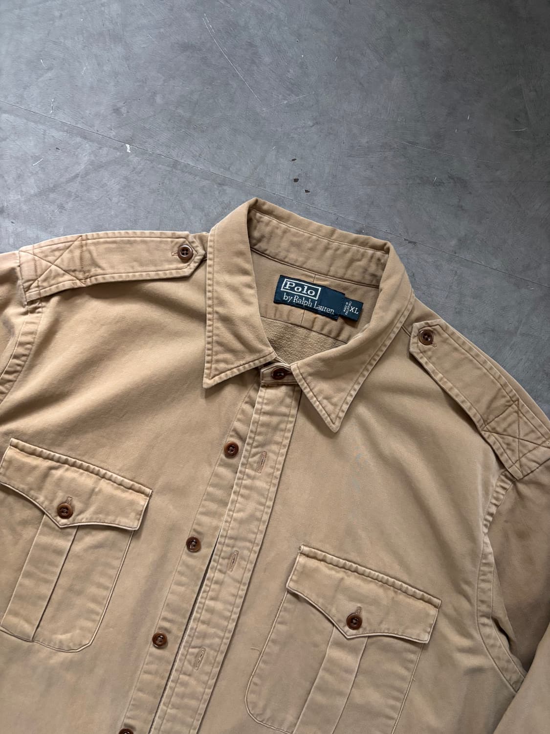 Polo 폴로 랄프로렌 90’s 스텐실로고 베이지 워크 셔츠 상품이미지2