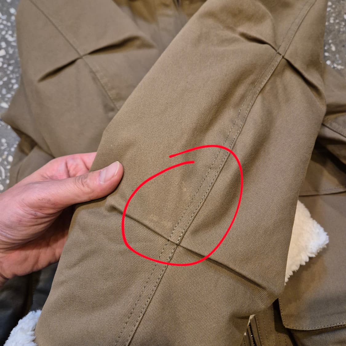 L(착샷잇음) 카키 면 양털배색자켓  상품이미지9