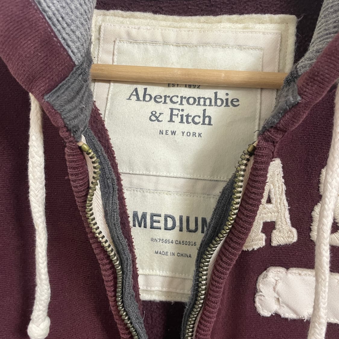 아베크롬비 버건디 후드집업 상품이미지4