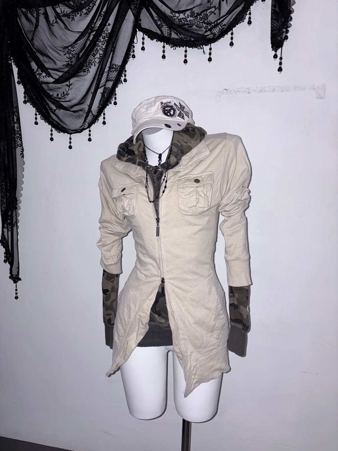 00s 딱붙 y2k 투웨이 원피스 와투케 갸루 베이지 자켓원피스 상품이미지2