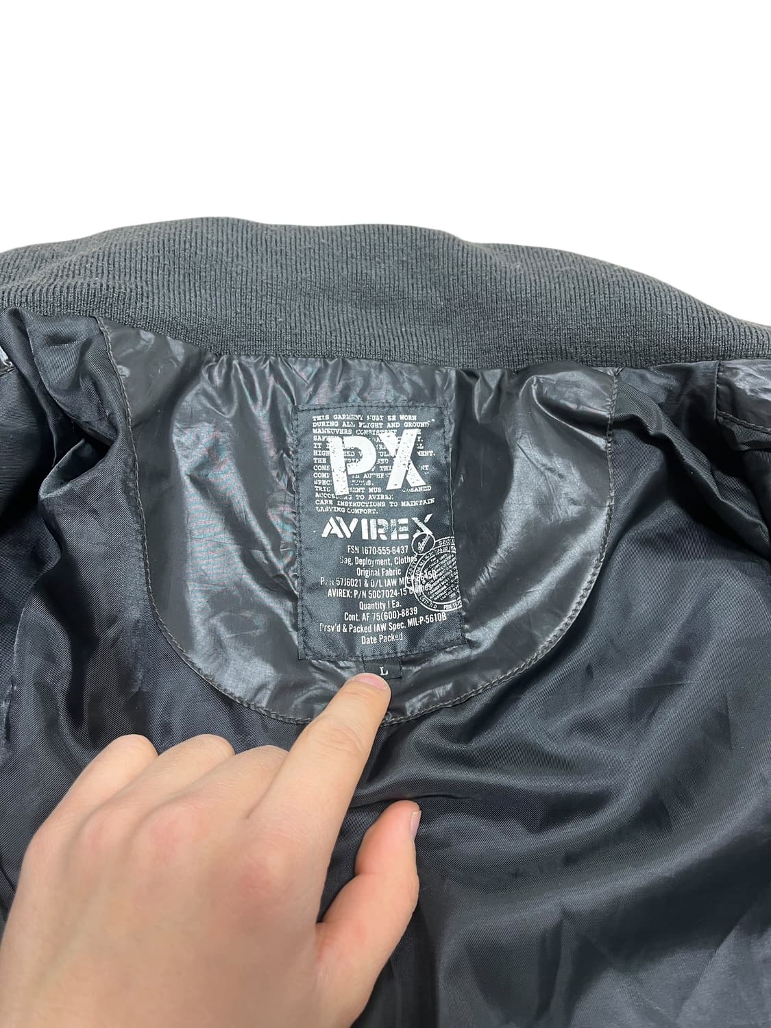 아비렉스 USN 빅 로고 블랙 퀼팅 패디드 재킷 L 상품이미지3