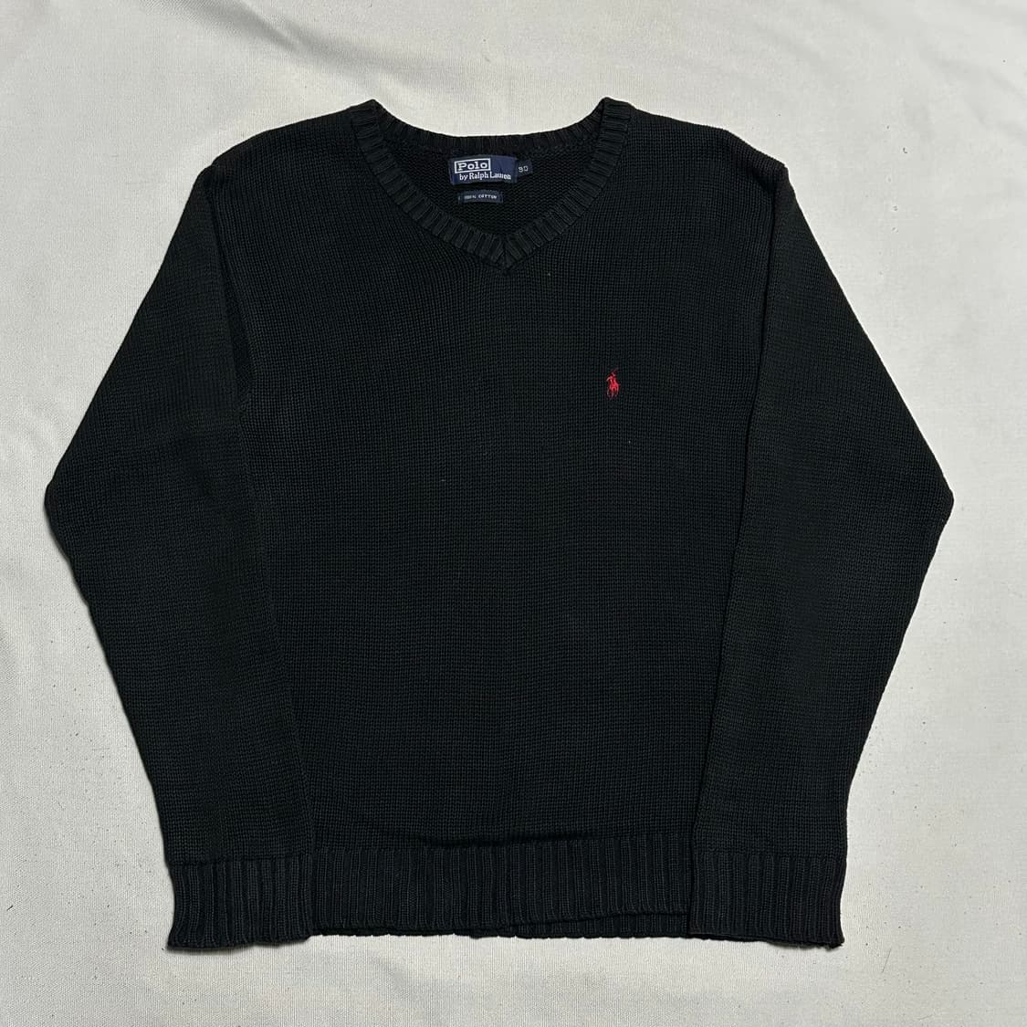 90 폴로랄프로랜 브이넥 코튼 블랙 니트  상품이미지2