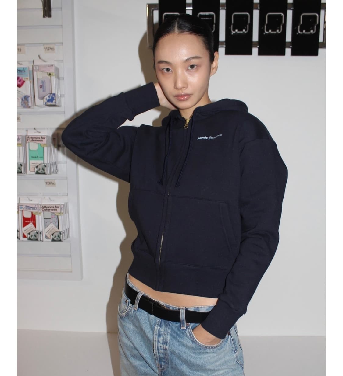 어텐즈 Attends 후드집업 네이비 상품이미지3