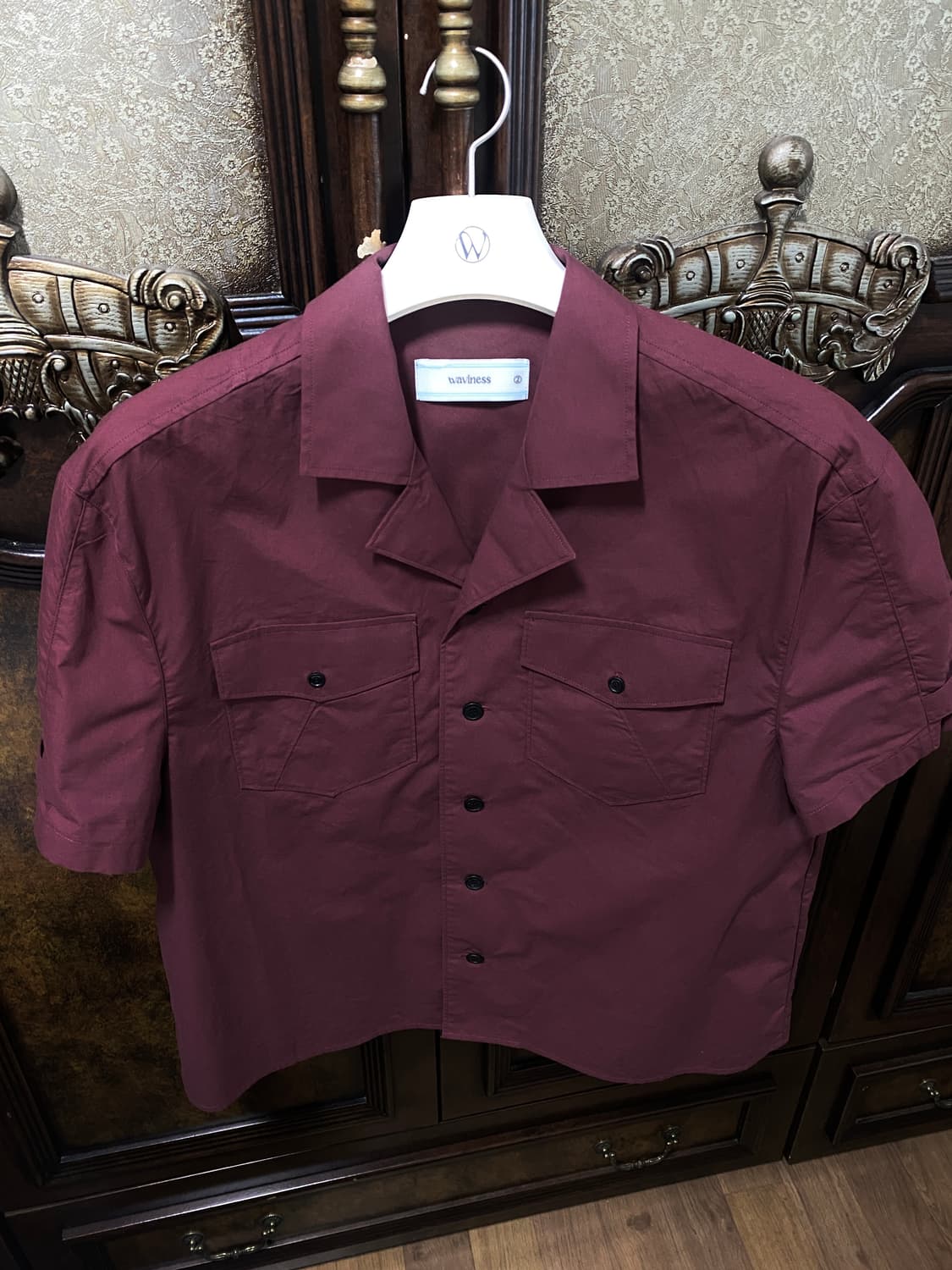 웨이비니스 투포켓 하프 셔츠 버건디(2) 상품이미지1