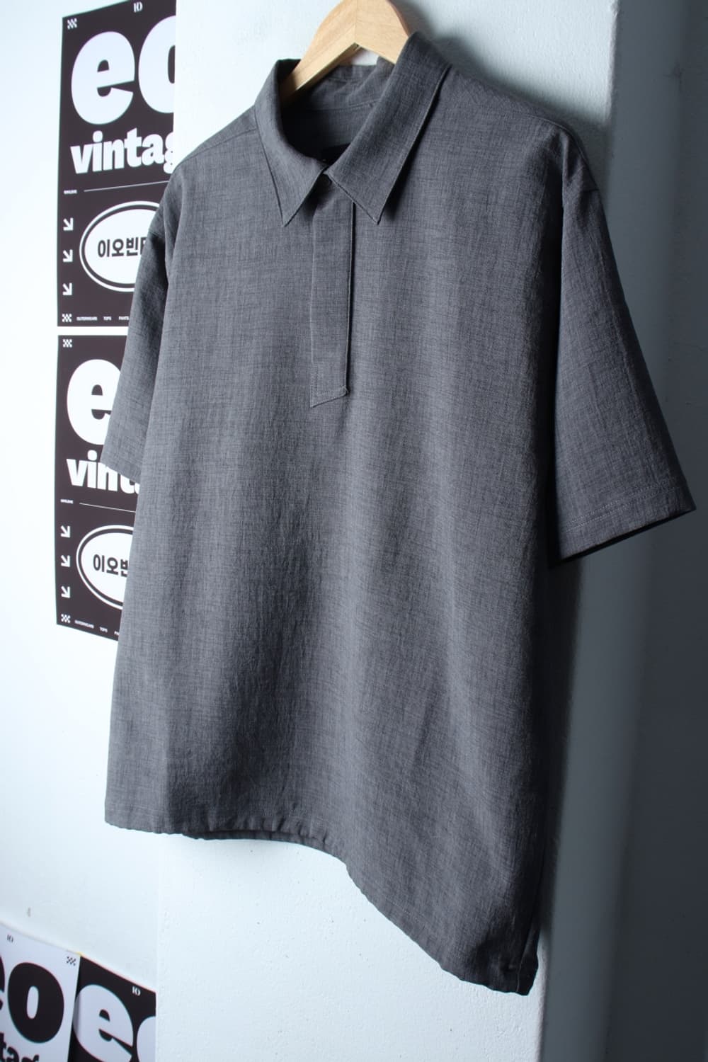 (M-XL) 일꼬르소 반팔 카라 티셔츠 그레이 스트링 무지-H32493 상품이미지1