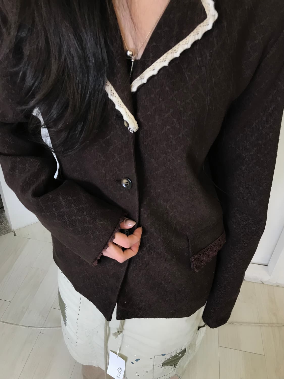 빈티지 레이스 디테일 자켓 상품이미지3