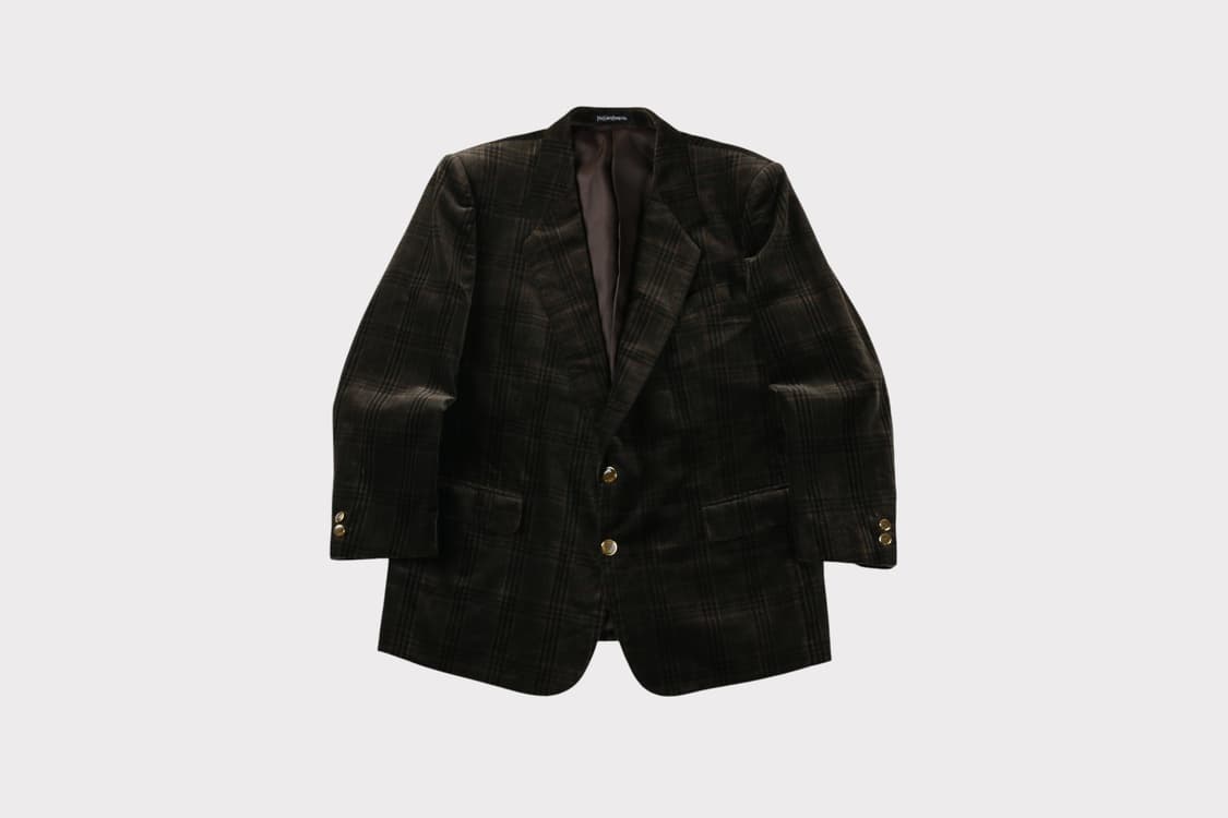 [L] 90's 입생로랑 체크 벨벳 자켓 상품이미지1