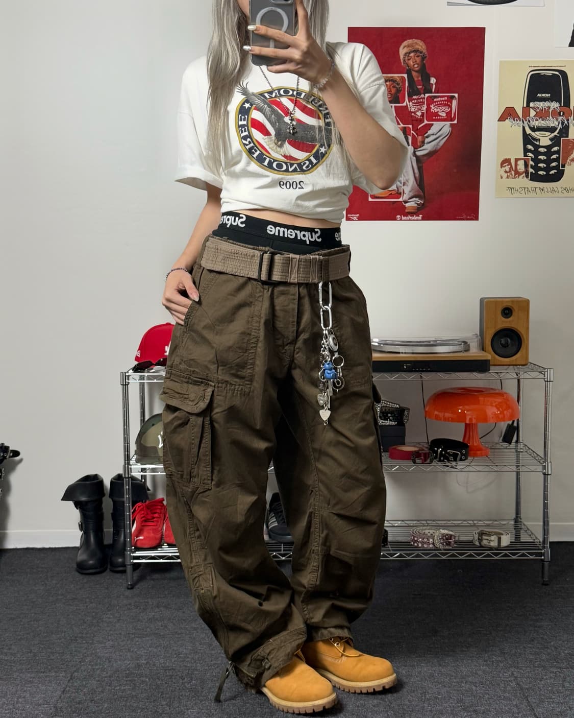 아베크롬비 00s 카키브라운 카고 와이드 팬츠 상품이미지4