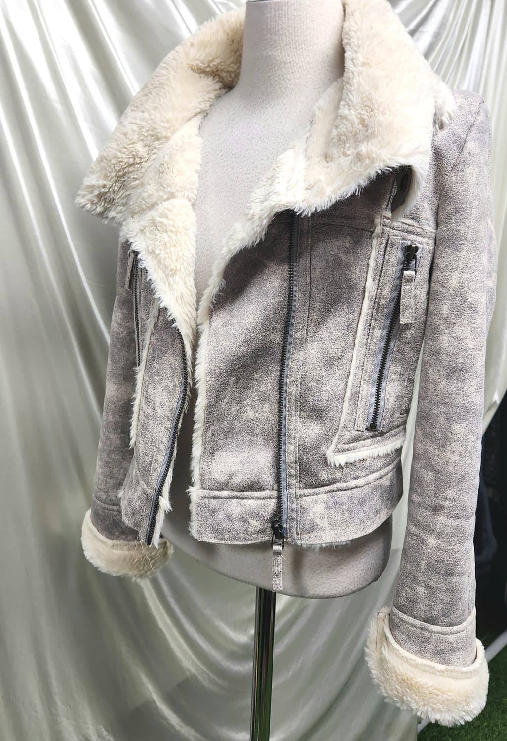 실버워싱 숏무스탕🔥 레어핏 시어링 자켓 상품이미지7