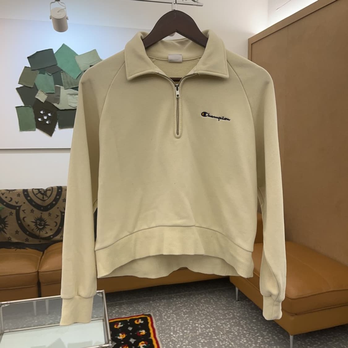 챔피언 폭닥 오트밀 크림 세미크롭 반집업 맨투맨 M C07572 상품이미지3