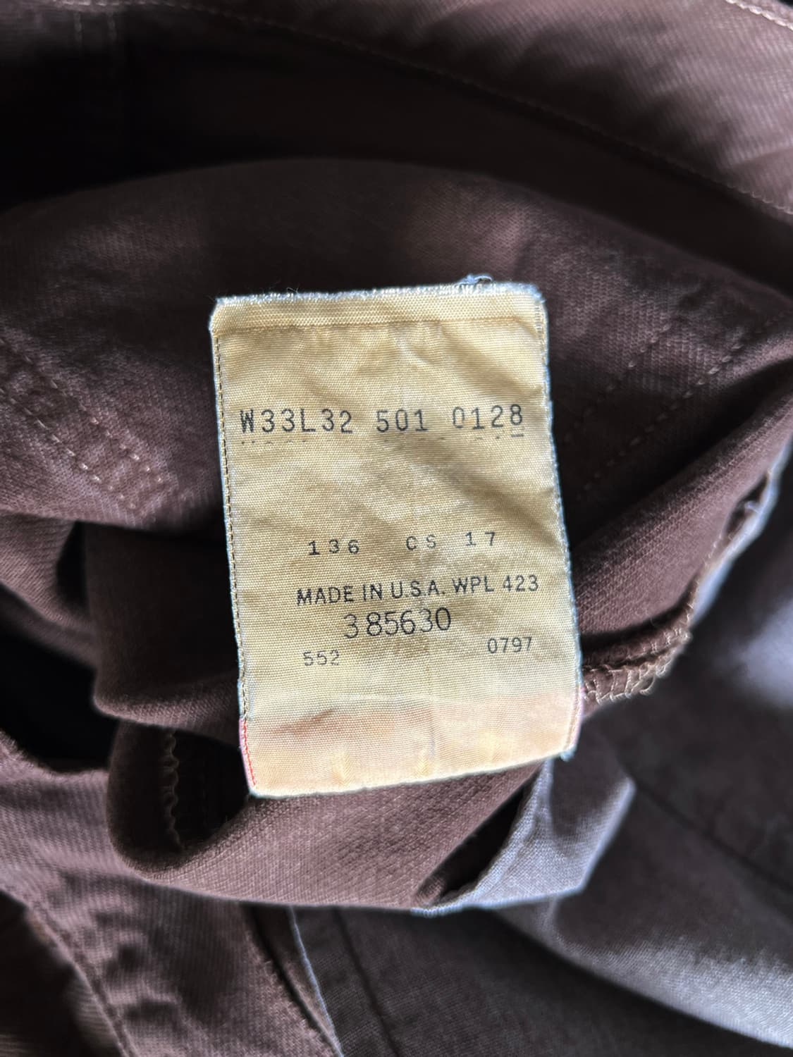 리바이스 90년대 MADE IN USA 빈티지 브라운 501 데님 상품이미지6