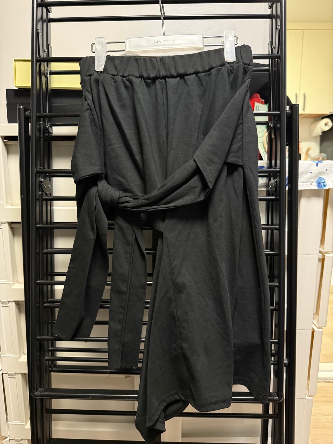 리포스st 레이어드 드레이프 블랙 저지 스커트 상품이미지3