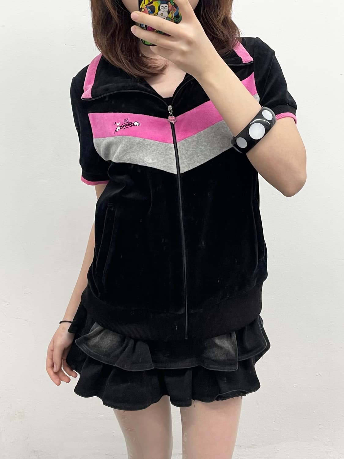 키치 하트 벨벳 하프 집업 상품이미지2