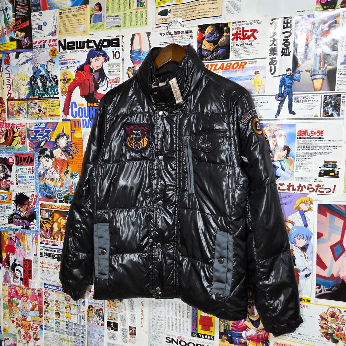 JPN 아비렉스 밀리터리 패치 자수 투웨이 유광 패딩  상품이미지1