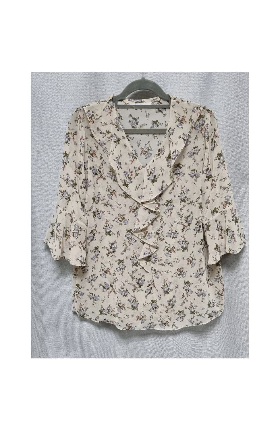 7부 소매 V라인 블라우스 상품이미지1