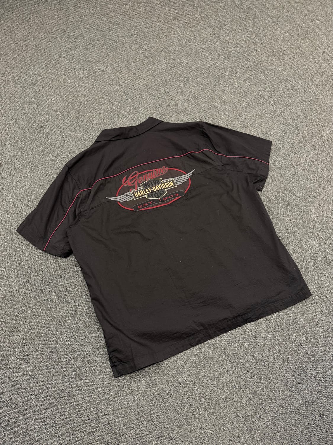 XL) 할리데이비슨 빈티지 후면 로고 자수 반팔셔츠 상품이미지2