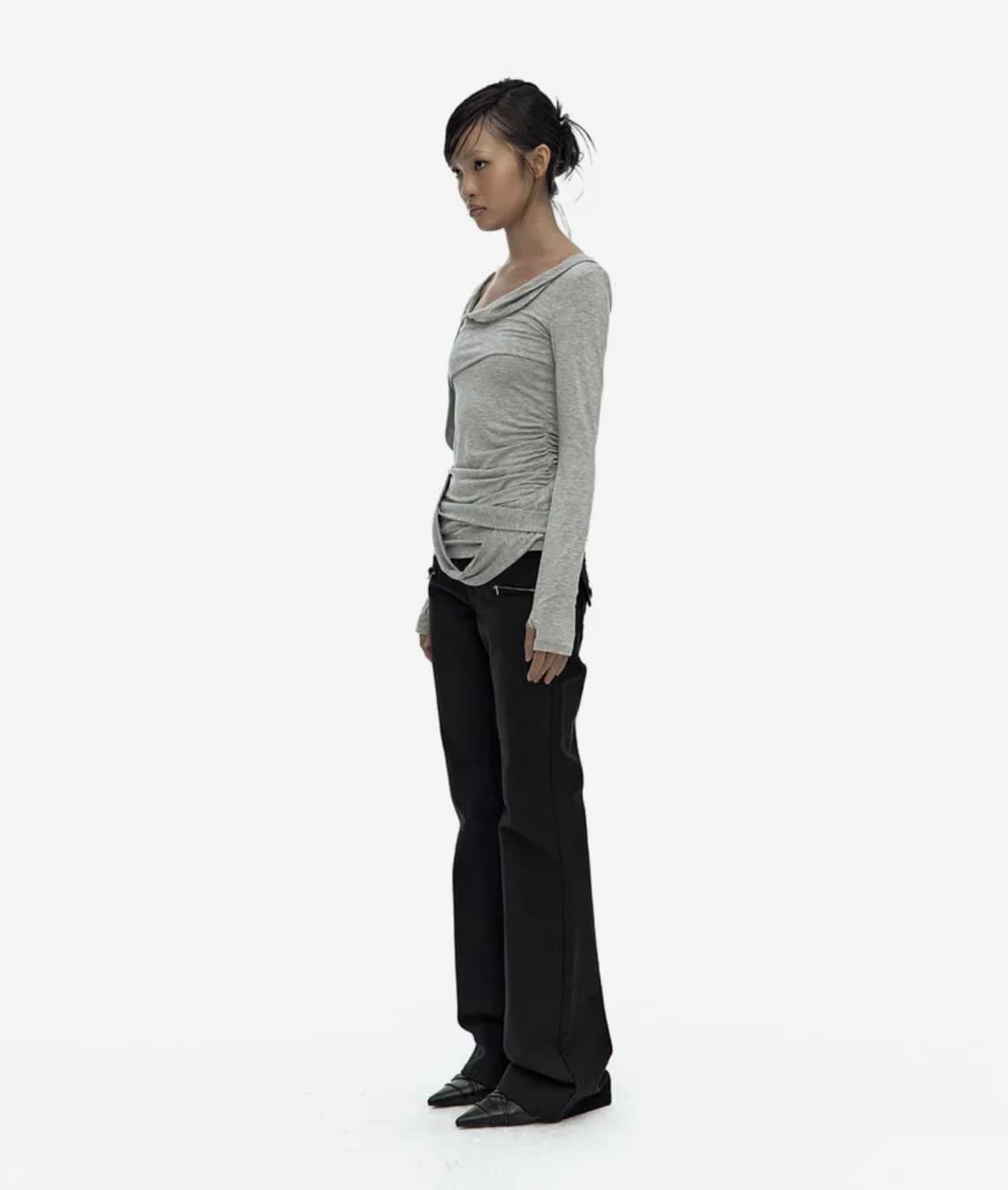 카시코 Drape Asymmetric Long Sleeve Gray 상품이미지3