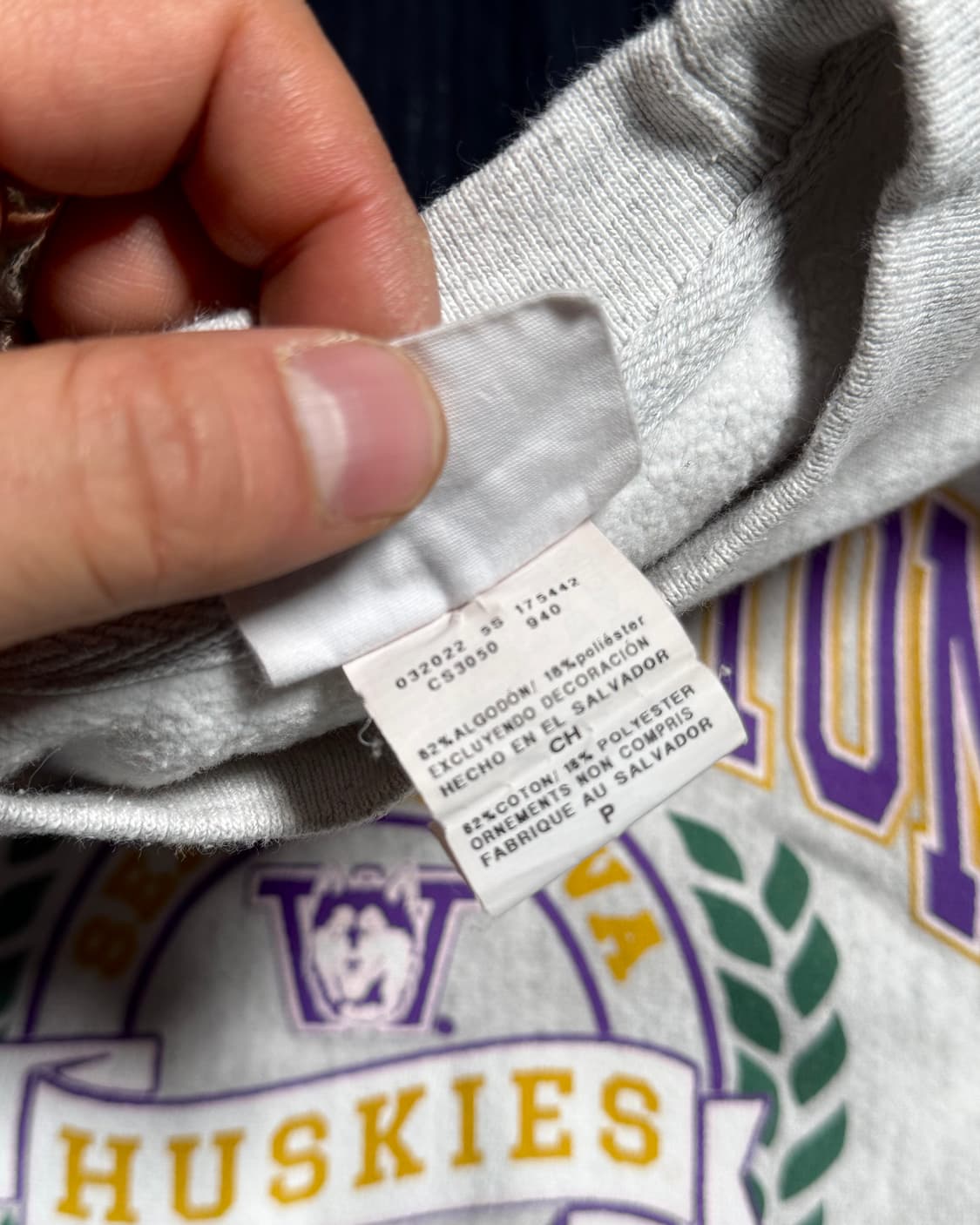 00‘s 챔피온 리버스위브 워싱턴 허스키 스웻셔츠 S 상품이미지5