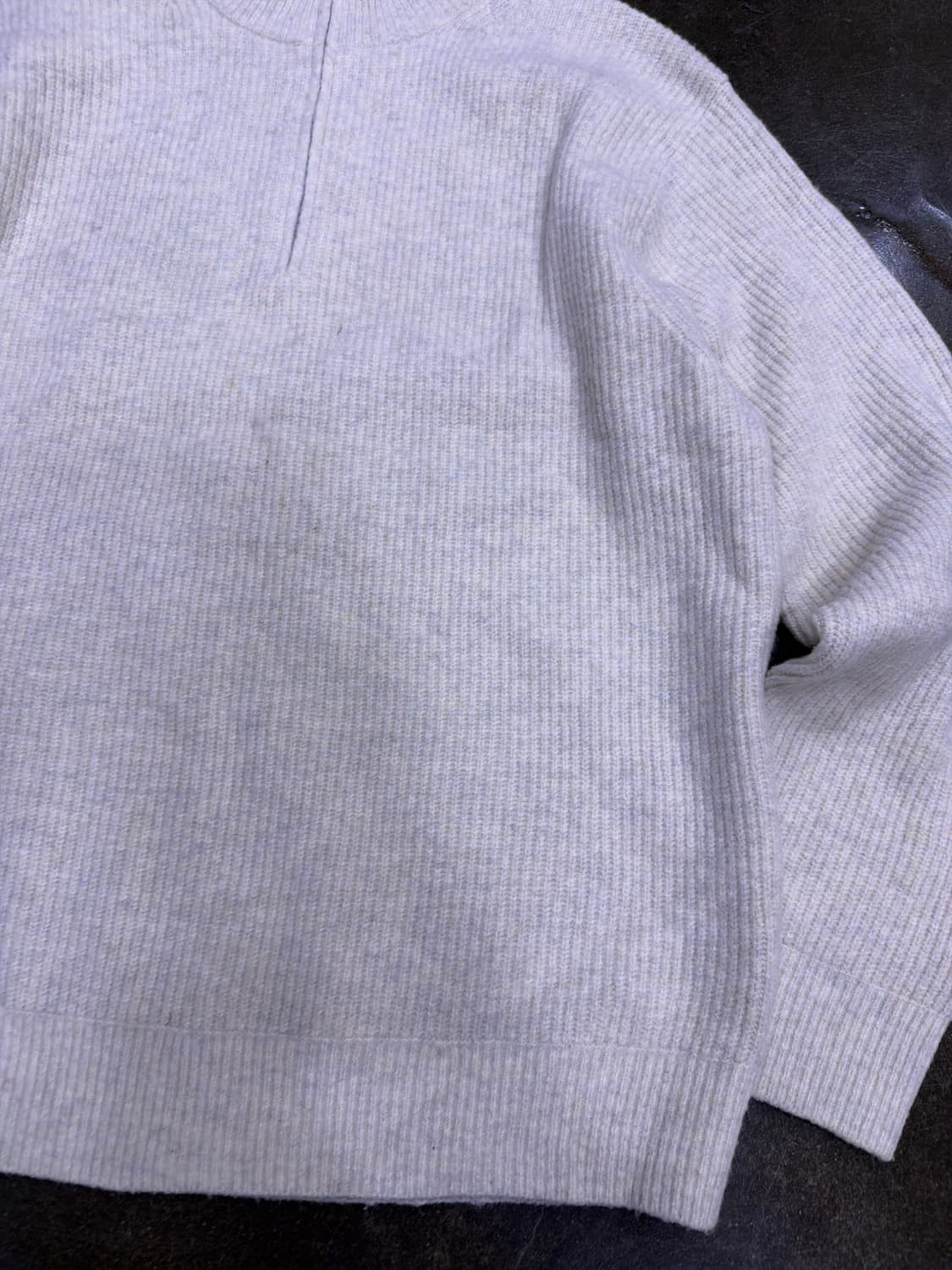 유니클로 하프 집업 얀 니트 풀오버 스웨터 아이보리 XL 상품이미지5