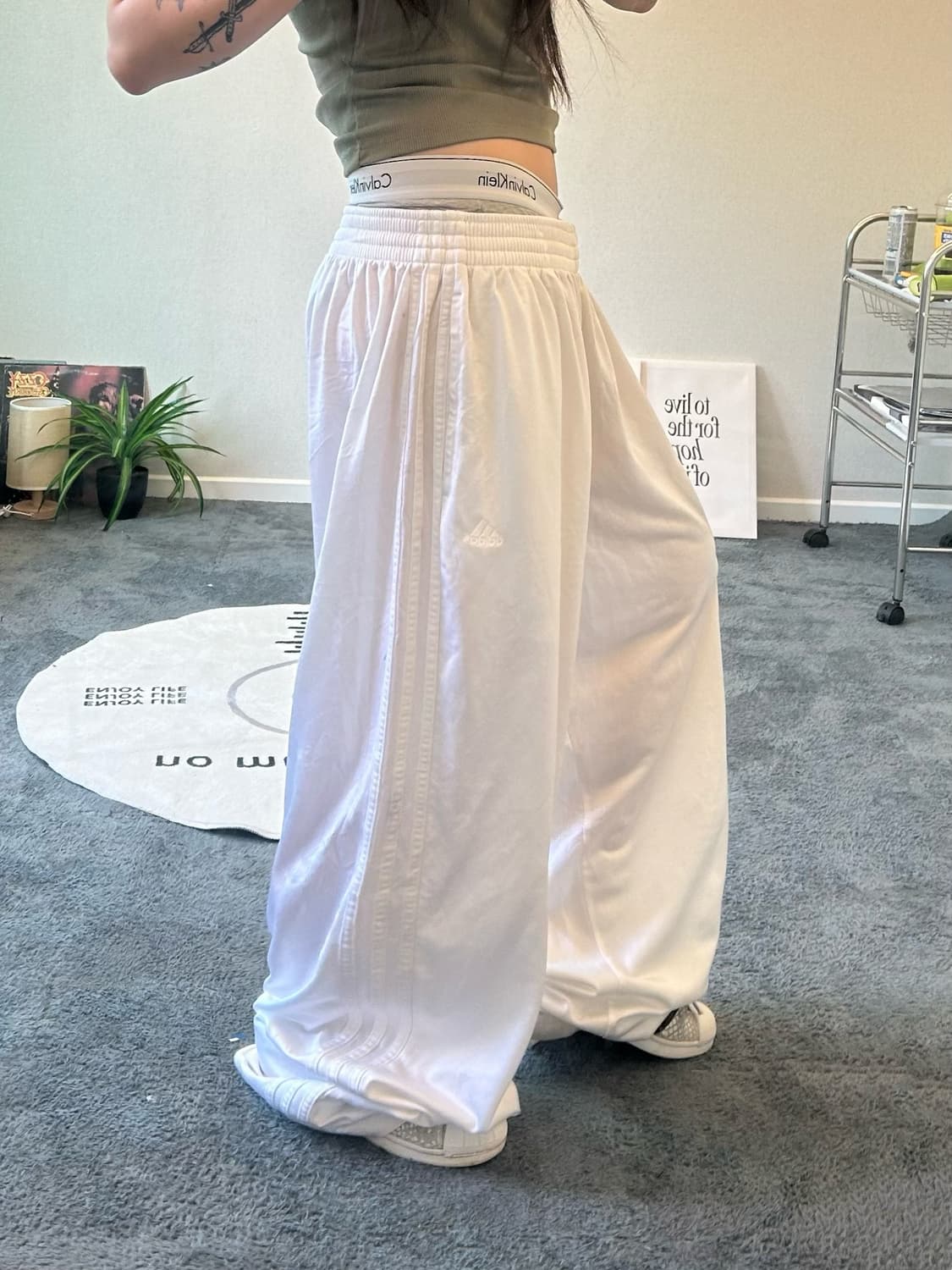 90s ADIDAS 올드스쿨 화이트 져지트랙팬츠 상품이미지3