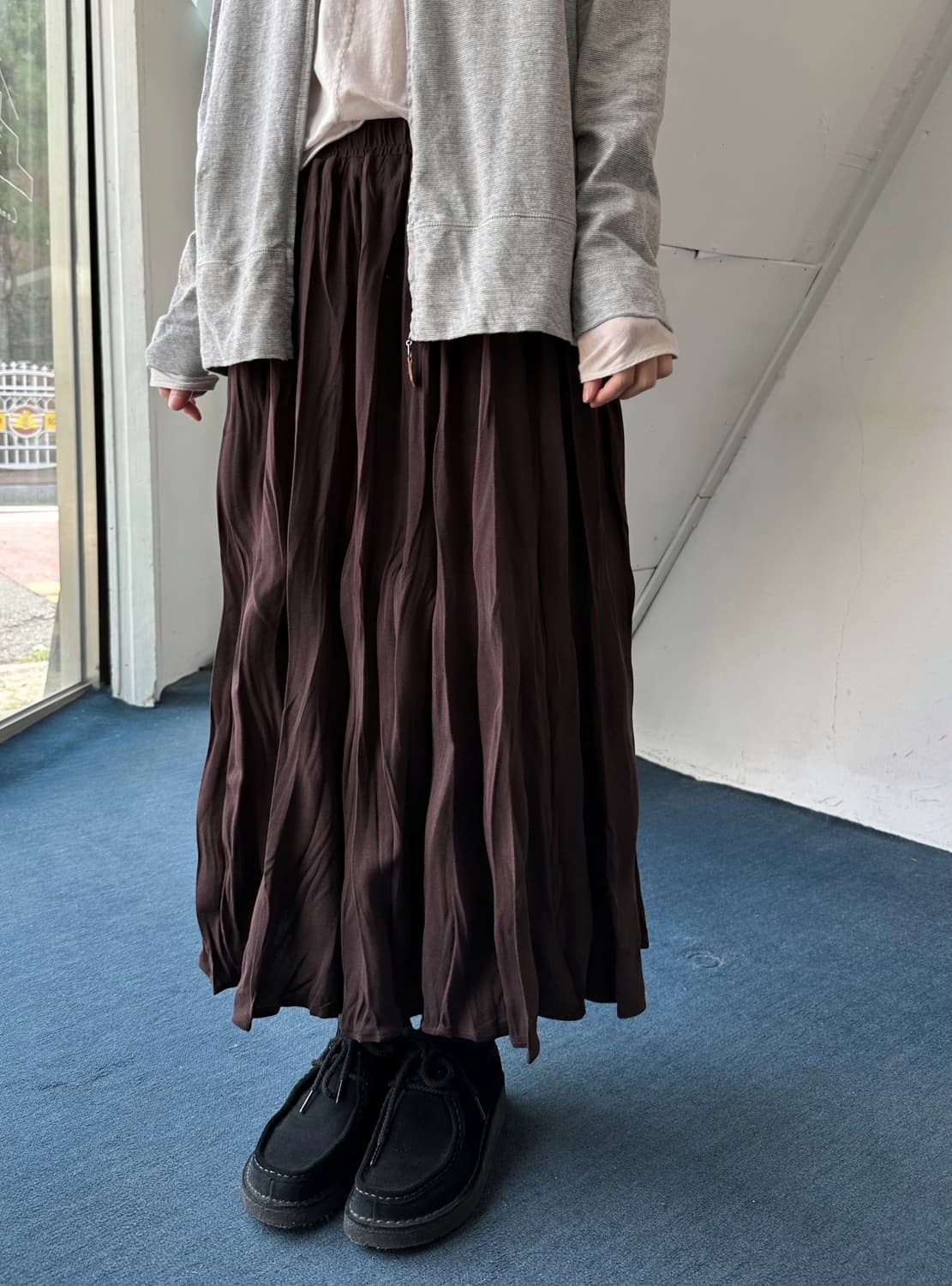 Irregularity pleats design long skirt 상품이미지6
