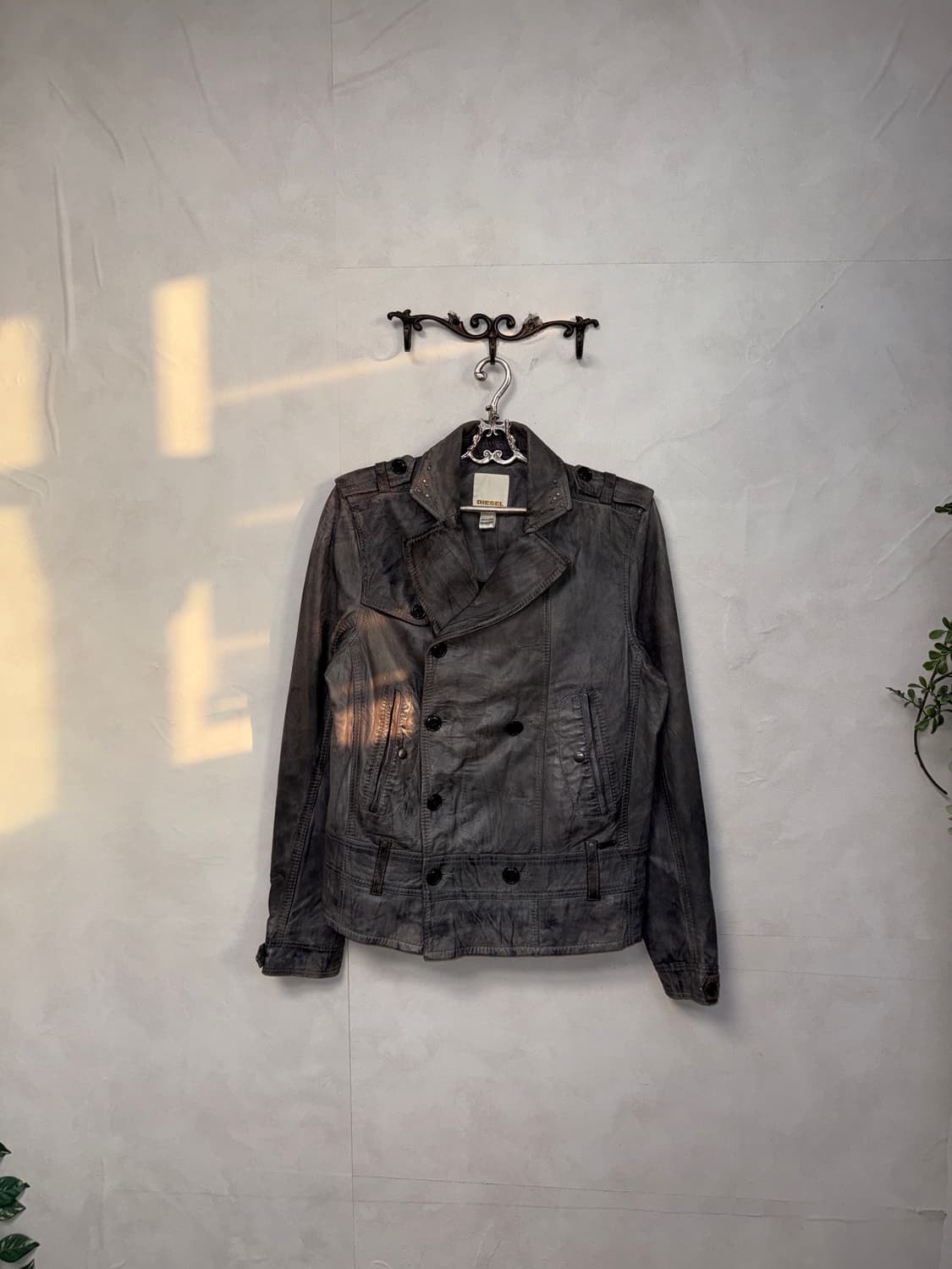 DIESEL aging gray lamb skin double jk 상품이미지2