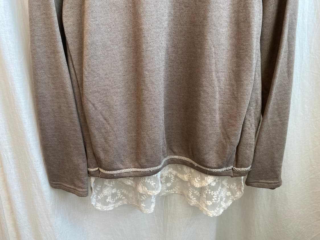 브라운 레이스 맨투맨탑(L) 상품이미지3